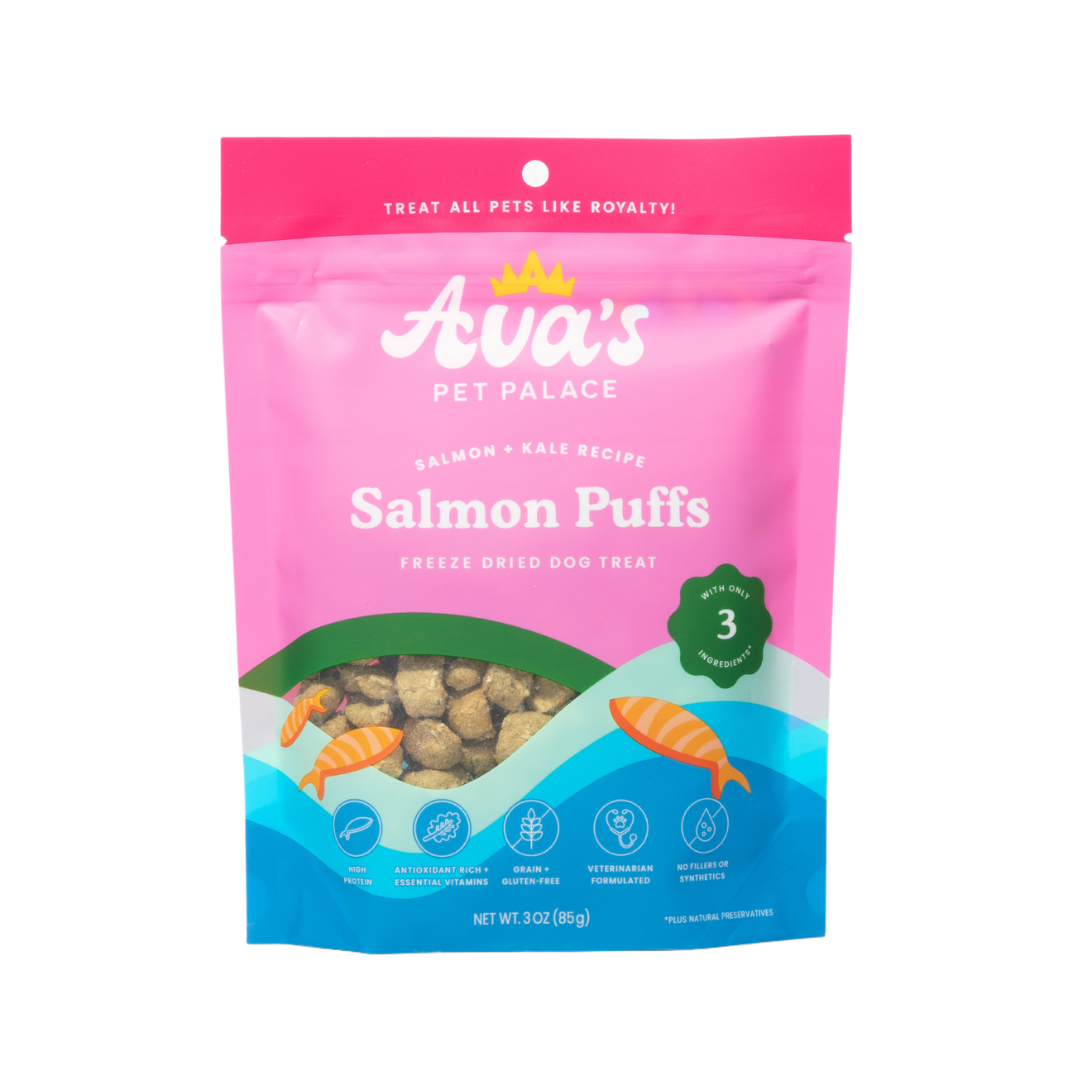 Ava's Pet Palace Freeze Dried Dog Treats Bag - Salmon Puffs