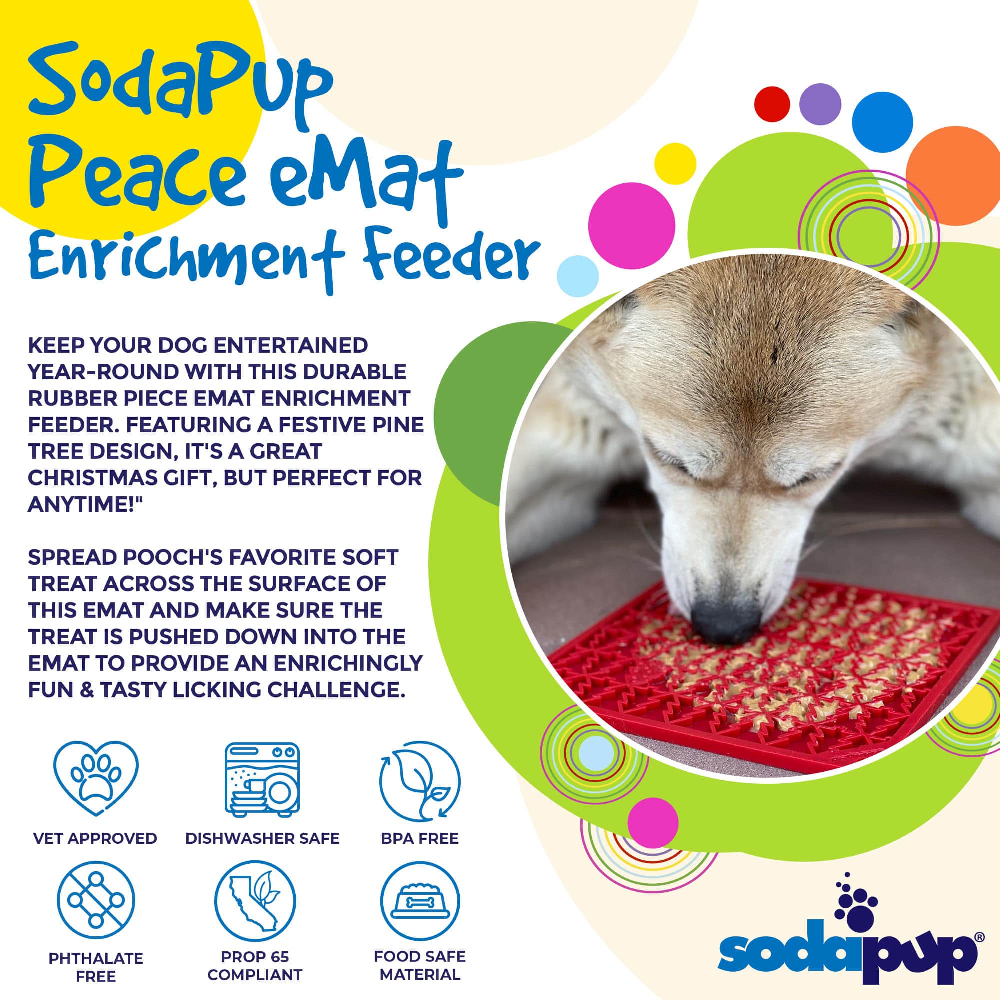 "Peace" Christmas Tree emat - Enrichment Lick Mat for Dogs and Cats | Christmas Tree design | SodaPup