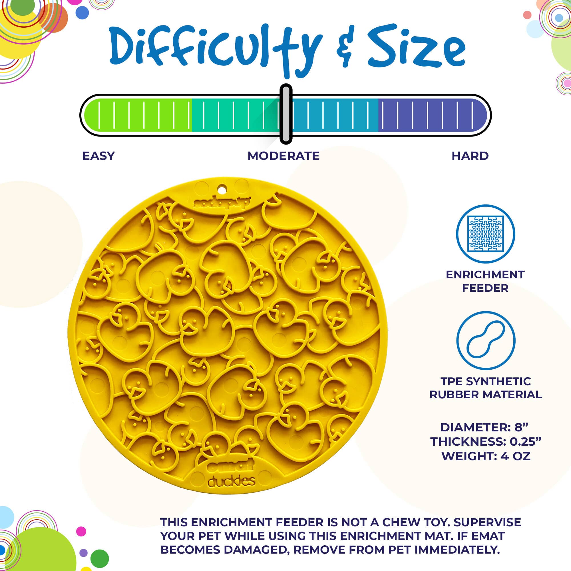 Rubber Duckies emat - Enrichment Lick Mat for Dogs and Cats - with Suction Cups | Bath Time Design | SodaPup USA Made