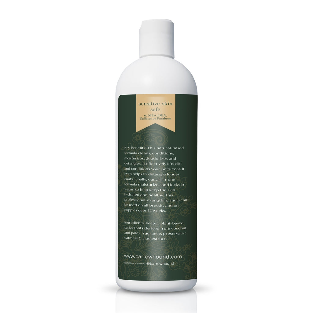 5-in-1 Dog Shampoo – Cleans, Conditions, Deodorizes, Moisturizes & Detangles – with Coconut, Oatmeal & Aloe – for Sensitive Skin – 16 fl oz