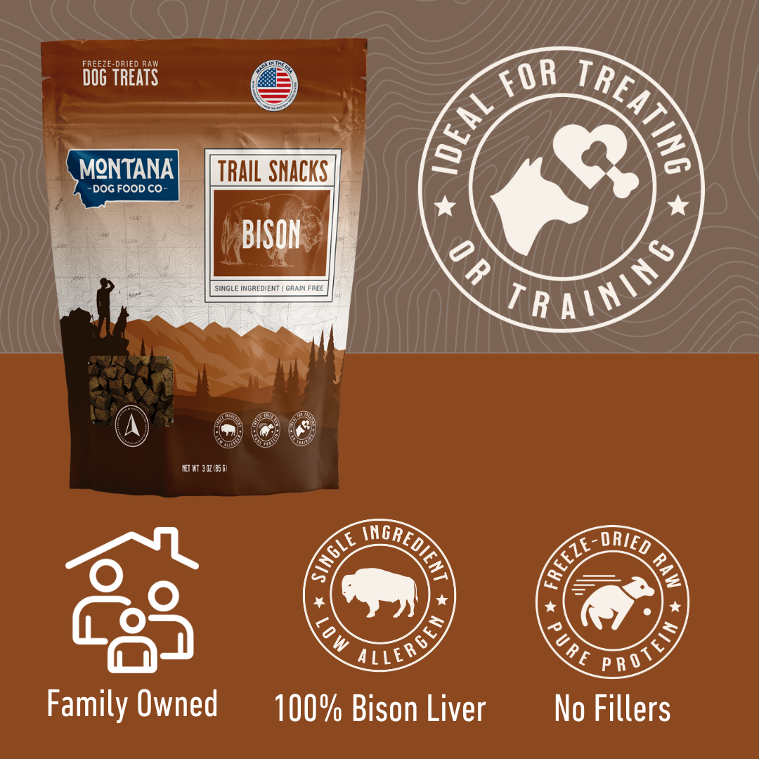 Bison Liver Freeze-Dried Raw Trail Snacks (Treats) for Dogs 3oz