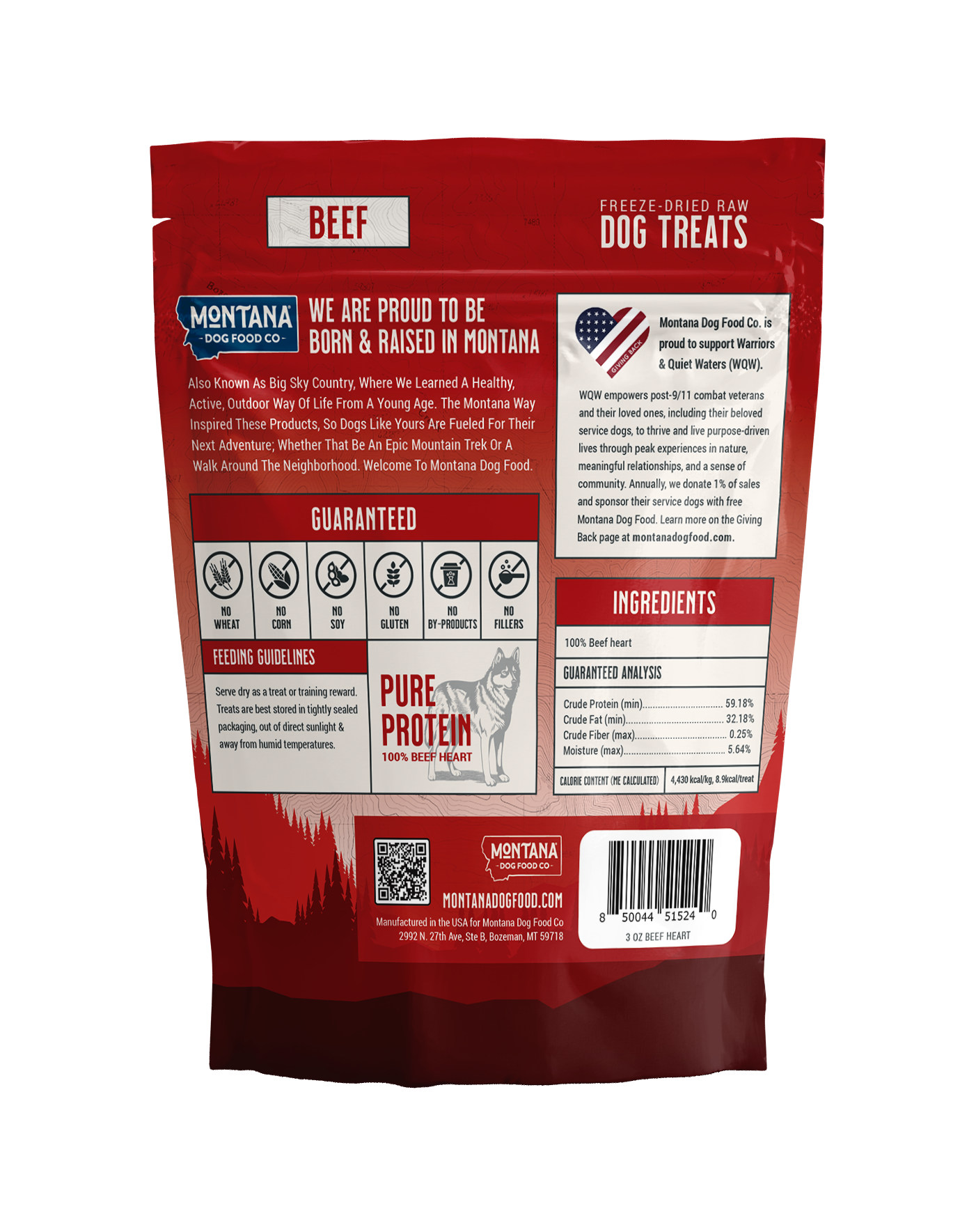 Beef Heart Freeze-dried Raw Trail Snacks (Treats) for Dogs 3oz