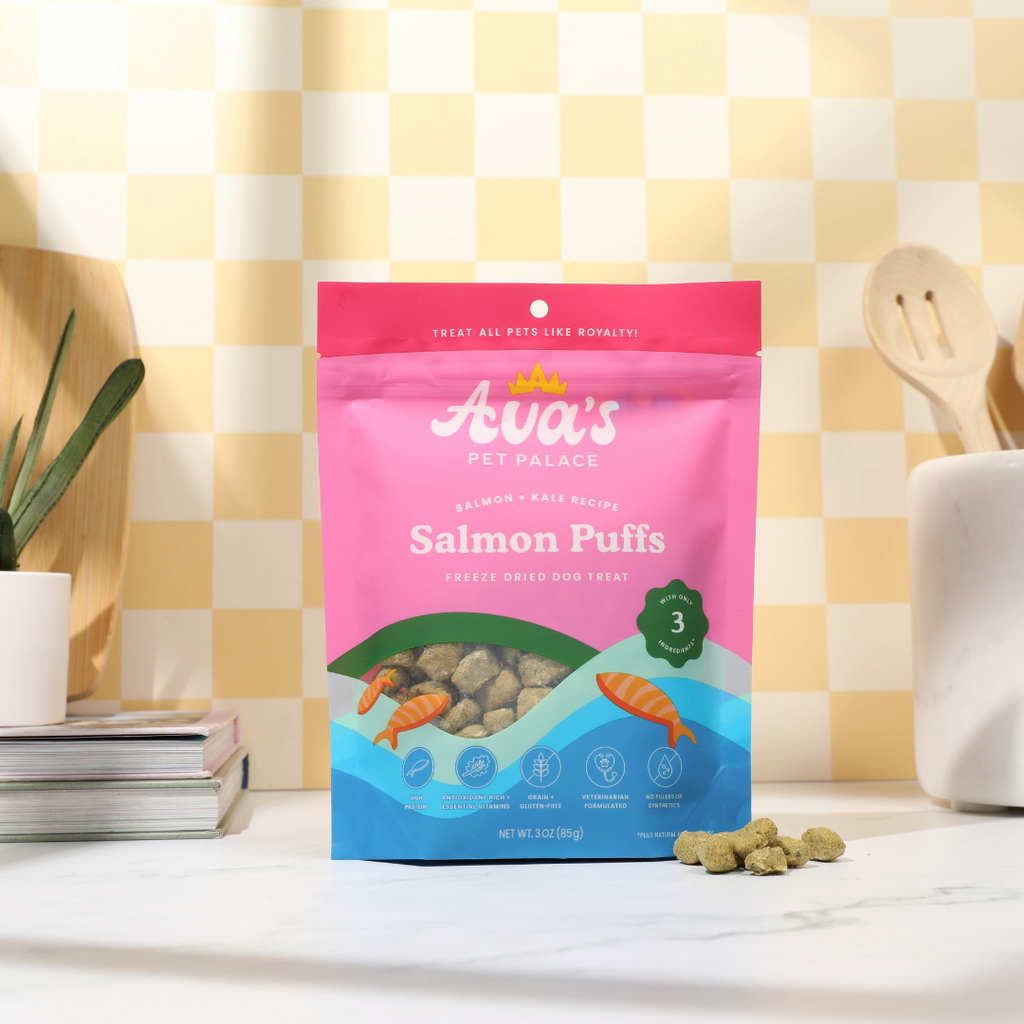 Ava's Pet Palace Freeze Dried Dog Treats Bag - Salmon Puffs