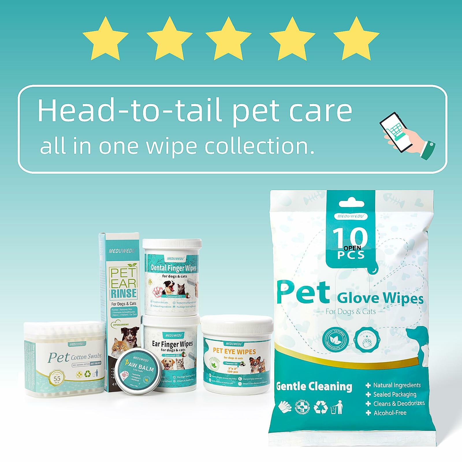 MEDUWEDU Dog & Cat Eye Wipes 120 Count Peach Scent Grooming Care