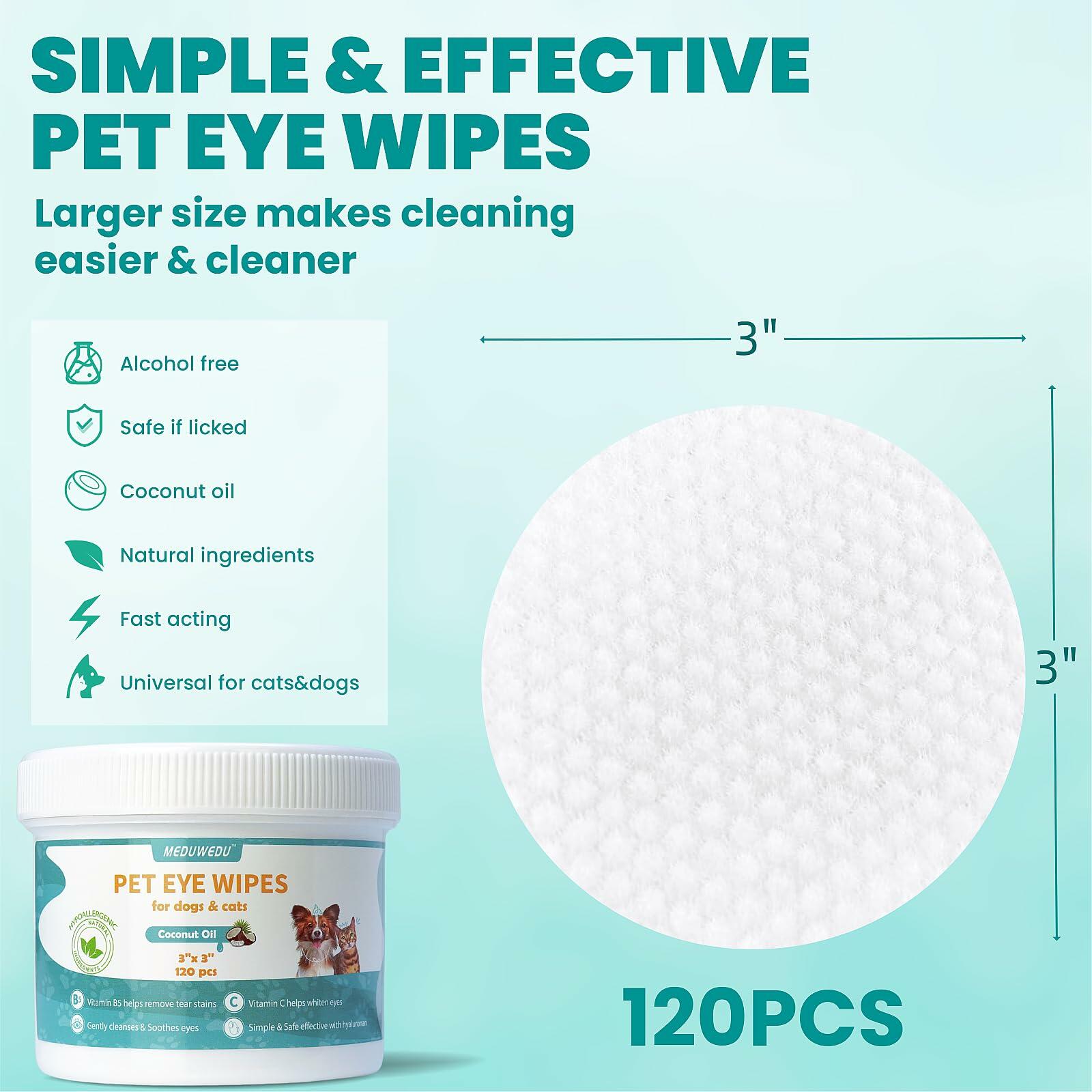 MEDUWEDU Dog & Cat Eye Wipes 120 Count Peach Scent Grooming Care
